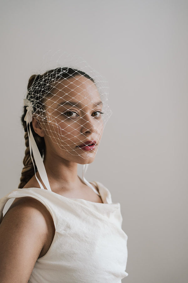 Ribbon Birdcage Veil