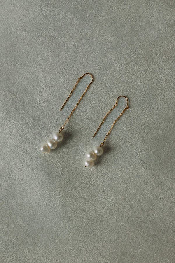 Pearl Drop Chain Earrings