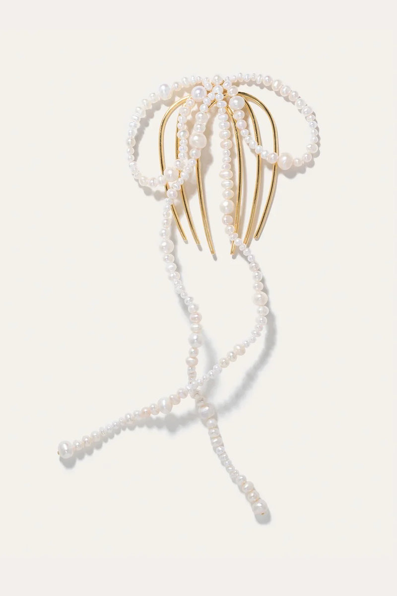 Pearl Long Bow Hair Comb
